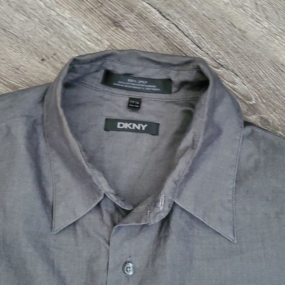 DKNY Button Up Dress Shirt 80s 2ply 17.5 - Picture 2 of 6
